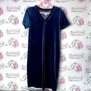 Rose maternite dress Vneck shiny shimmer Navy Blue Velvet Dress